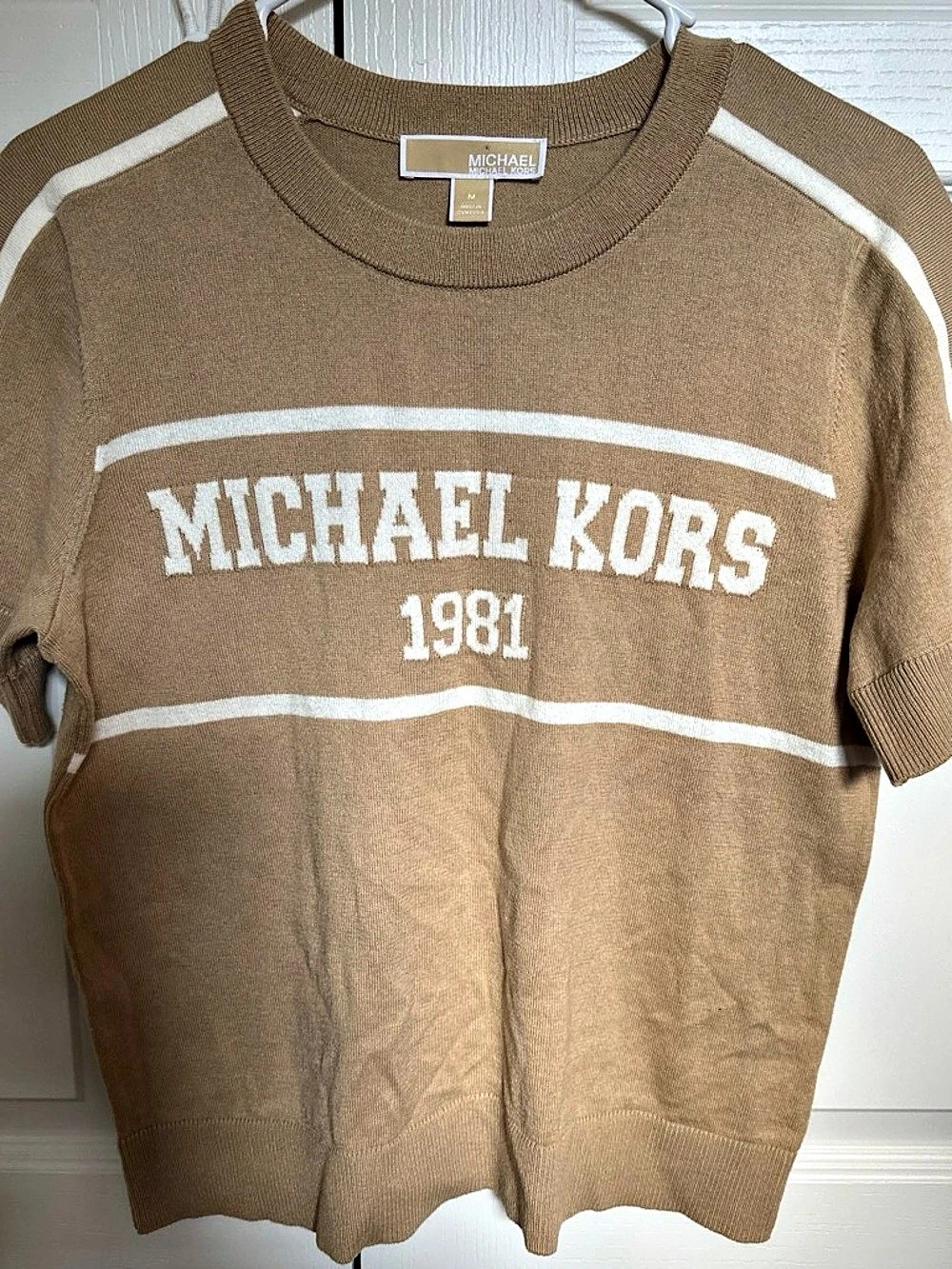 Michael Kors Color Block Sweater in Brown & White Size Medium NWT